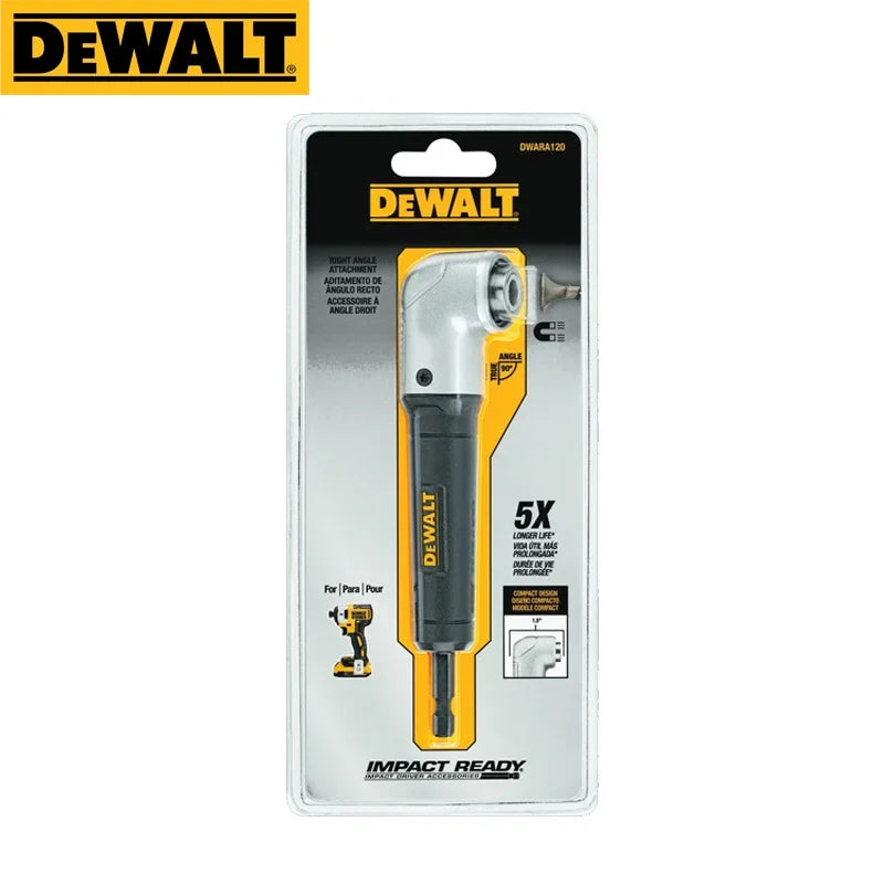 DEWALT DWARA120 DT71517T Right Angle Drill Attachment 10 Piece Set With 9x25MM Screwdriver Bits Torsion Power Tool Fitting