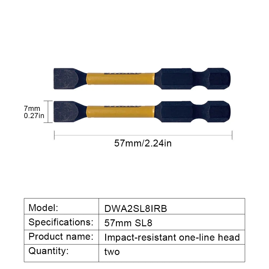 DEWALT DWA2SL8IRB 2PCS IMPACT 8-10 Slotted Power Bit 1/4 Shank S2 Steel 2 in Length Drill Bits Power Tool Accessories