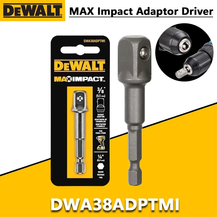 DEWALT DWA12ADPTMI DWA38ADPTMI MAX IMPACT™ 1/4" TO SQUARE 1/2" or 3/8" ADAPTOR Driver Power Tool Accessories