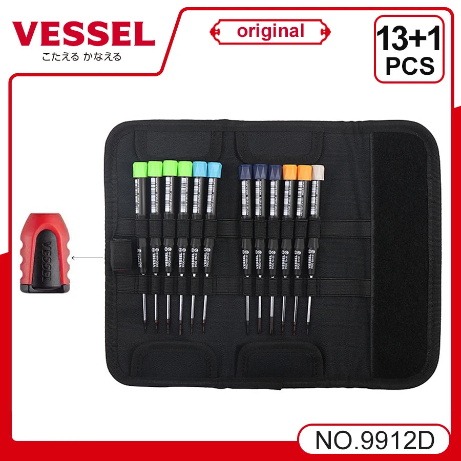 VESSEL Franchise Screwdriver Series NO. 9912D，13 in 1 Precision Screwdriver  Screws with Tool Pouch and Magnetic Screw Holder