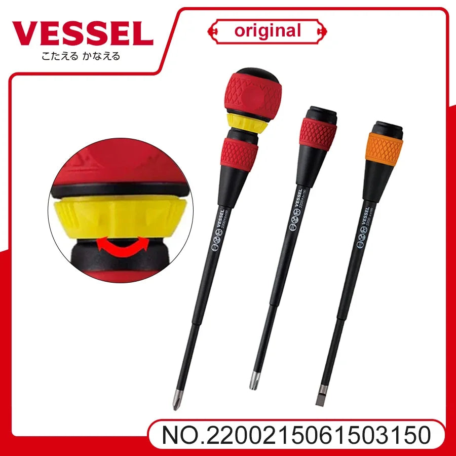 VESSEL Franchise Screwdriver Series NO.2200 ，Ball Grip +2x150 (Jis) 150mm Long +2 Screwdriver Come with a tool organizer