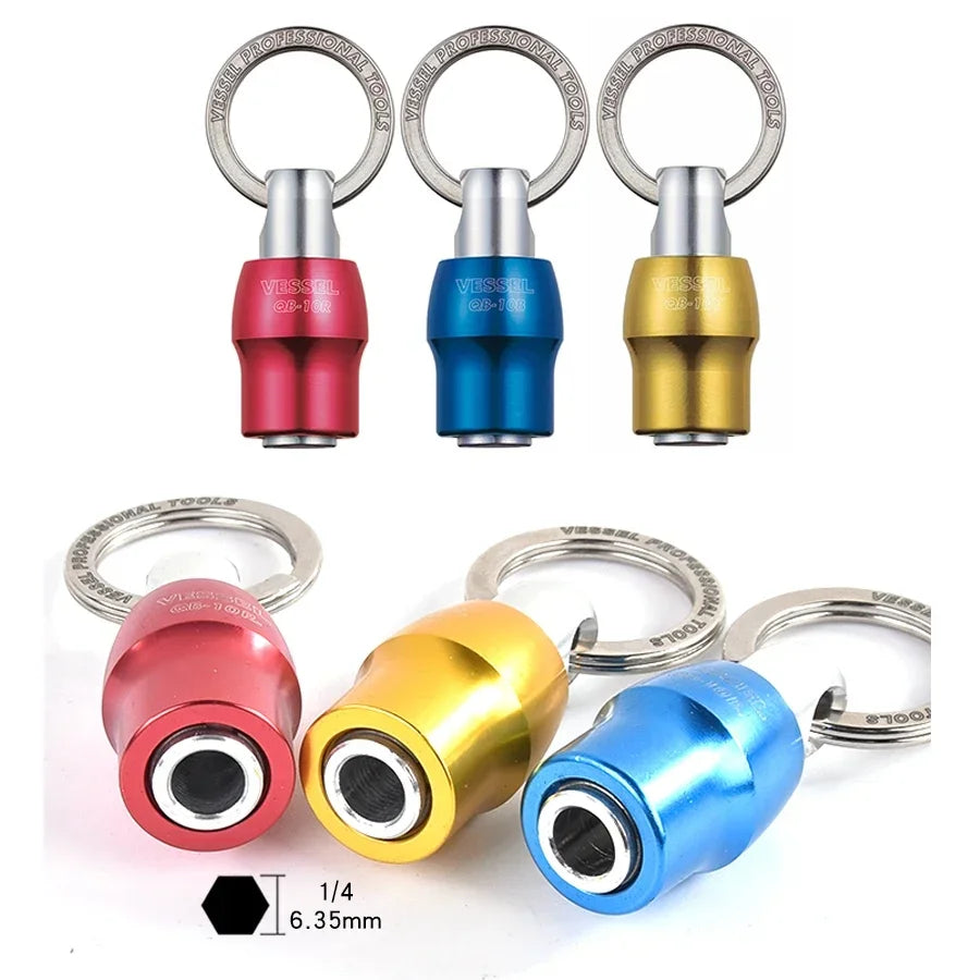 VESSEL Franchise batch head series NO.QB-10，Quick Catcher Keychain 1/4 Inch Hex Shank Screwdriver Bits Screw Adapter