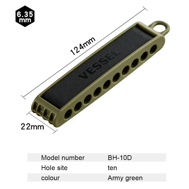 VESSEL 1/4" Driver Bit Holder For 5 Bits /10 Bits, Screwdrivers Bits Holder Available in Many Colors BH-05R/ BH-10R/ BH-05D Elec