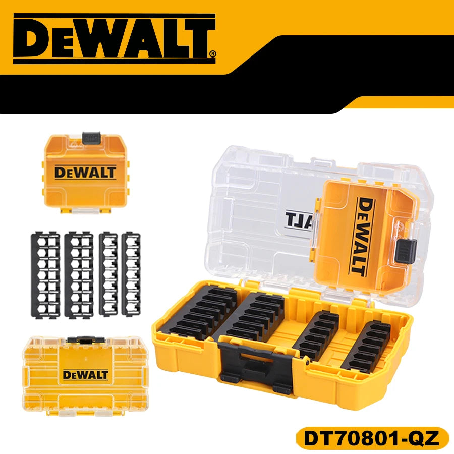 DEWALT Original DT70801 Tough Case Storage Case Transparent Lid Removable Tray Stacking Storage Screws Bits Accessory Holder