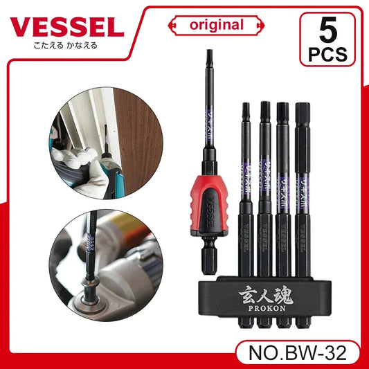 VESSEL Franchise batch head series NO.BW-32.5 Pcs Recessed “SAKISUBO” Hex Bit Screw Mug Catcher Included Step Bit Scewdrivers