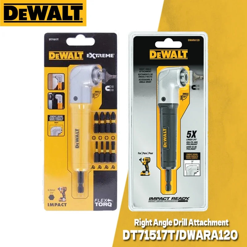 DEWALT DWARA120 DT71517T Right Angle Drill Attachment 10 Piece Set With 9x25MM Screwdriver Bits Torsion Power Tool Fitting