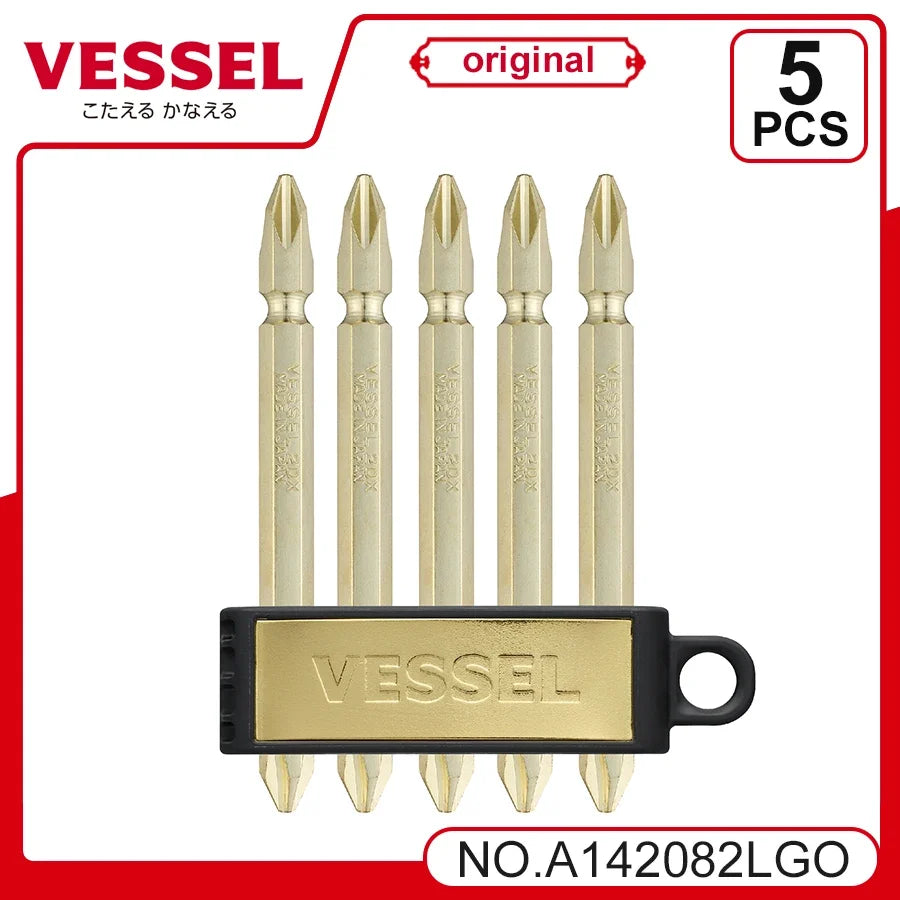 VESSEL Franchise bit series NO.A142082LGO ，Screwdriver Bit Set for Phillips Screws 82mm PH2 Magnetic Drill Bit Remove Hand Tools