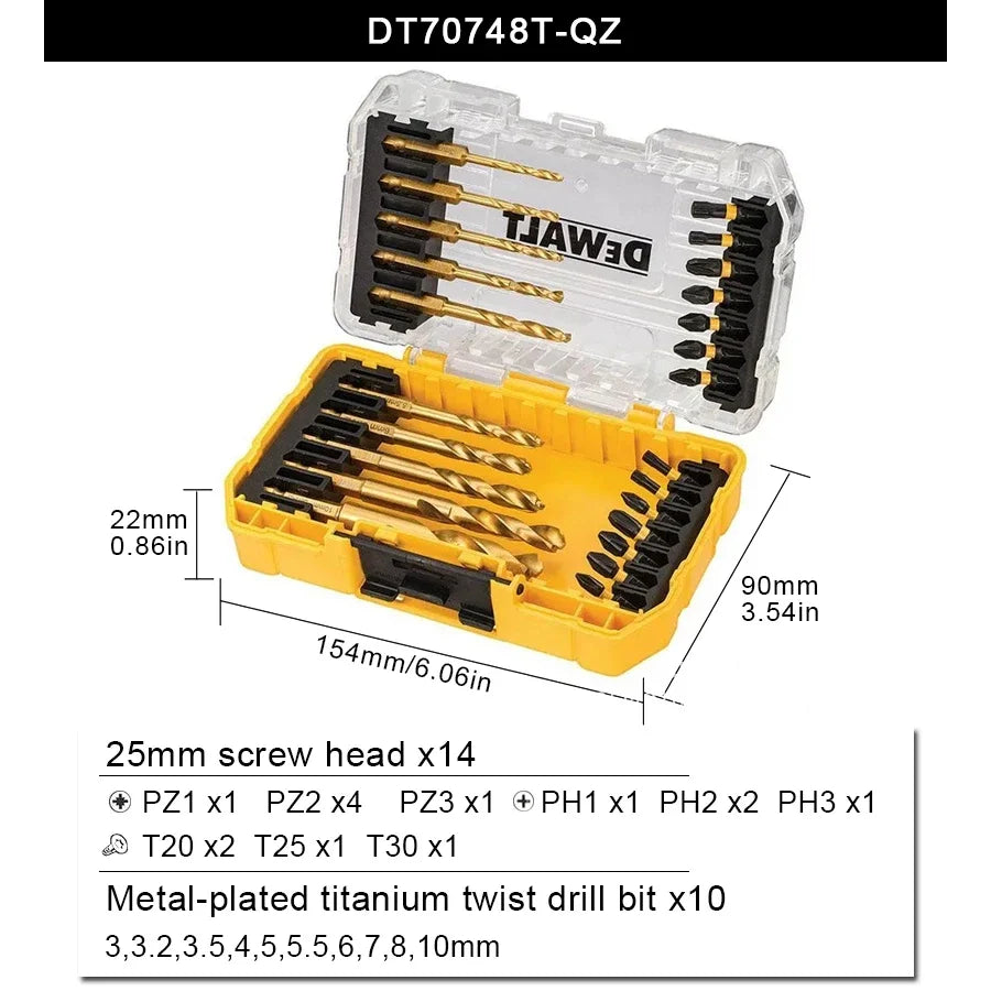 DEWALT FLEXTORQ 24-Piece Set Power Screwdriver Bits Impact Resistant Titanium Plated Twist Drill Power Tool Accessories DT70748T