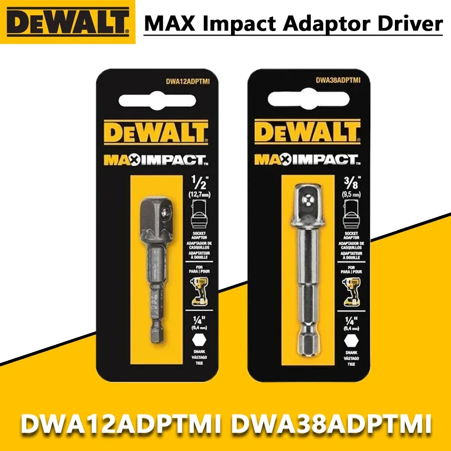 DEWALT DWA12ADPTMI DWA38ADPTMI MAX IMPACT™ 1/4" TO SQUARE 1/2" or 3/8" ADAPTOR Driver Power Tool Accessories