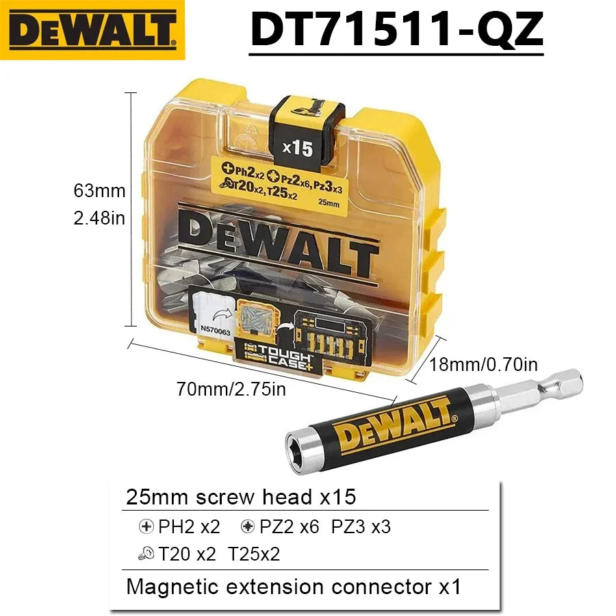 DEWALT Screwdriver Bit Set 16 Pieces Telescopic Magnet Holder Inserts Storage Electric Drill Bits Power Tool Accessories DT71511