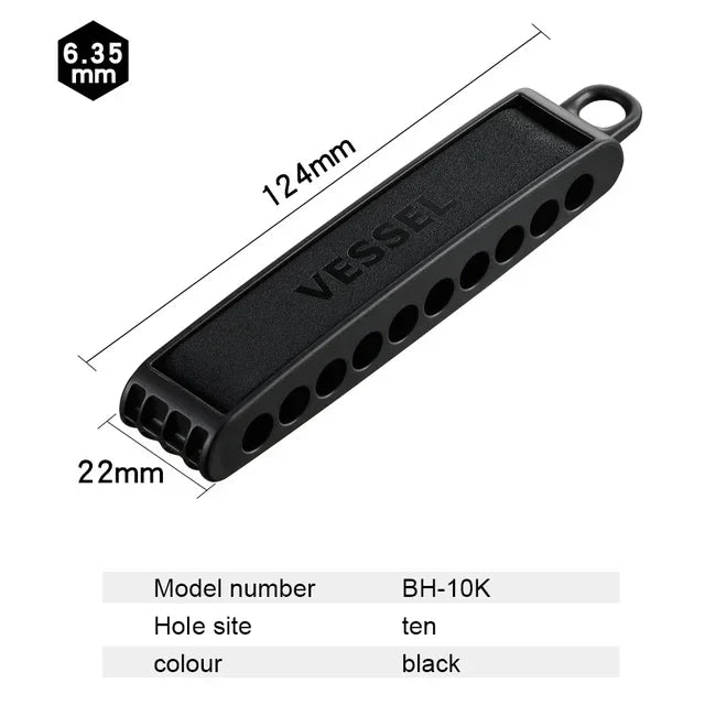 VESSEL 1/4" Driver Bit Holder For 5 Bits /10 Bits, Screwdrivers Bits Holder Available in Many Colors BH-05R/ BH-10R/ BH-05D Elec