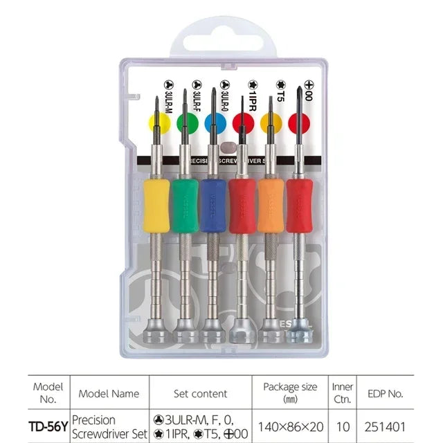 VESSEL Franchise screwdriver series NO. TD-55 TD-56 TD-56S TD-56Y TD-57 TD-58, precision screwdriver set, with tool box