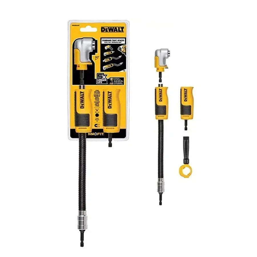 DEWALT 4-in-1 Right Angle Drill Adaptor Compact, Straight Flexible Power Tool Accessories (DWAMRASET)