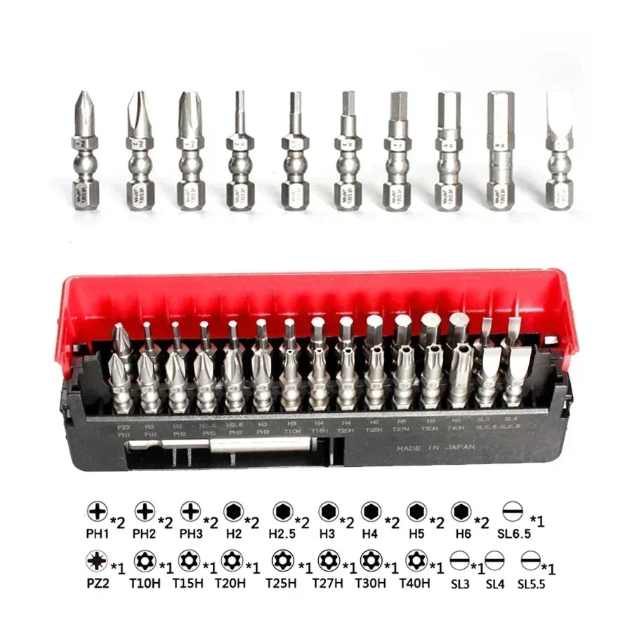 VESSEL Franchise Screwdriver Series NO.IB31， Impact Ball Torsion Bit with Magnetic Extension Bit in Slide Case Hand Tools screw