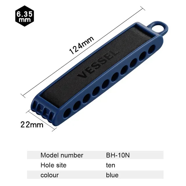 VESSEL 1/4" Driver Bit Holder For 5 Bits /10 Bits, Screwdrivers Bits Holder Available in Many Colors BH-05R/ BH-10R/ BH-05D Elec