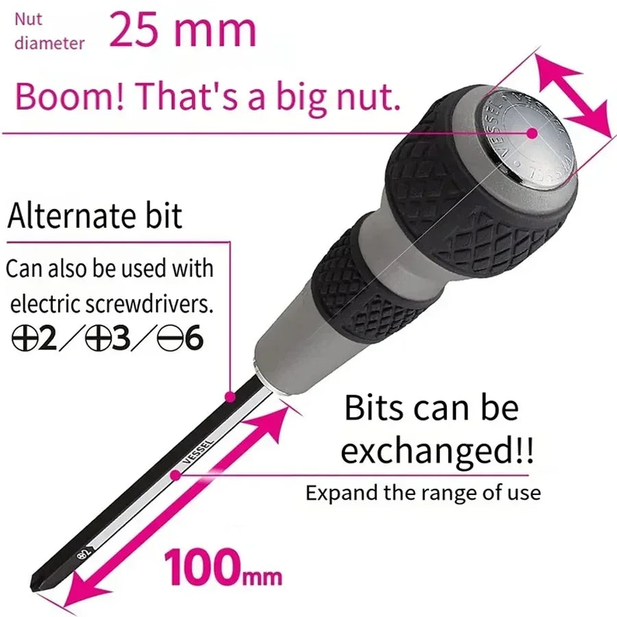 NO.230W-2 230W-3 230W-6 VESSEL Franchise Screwdriver with High Impact Force Resistance and Strong Grip