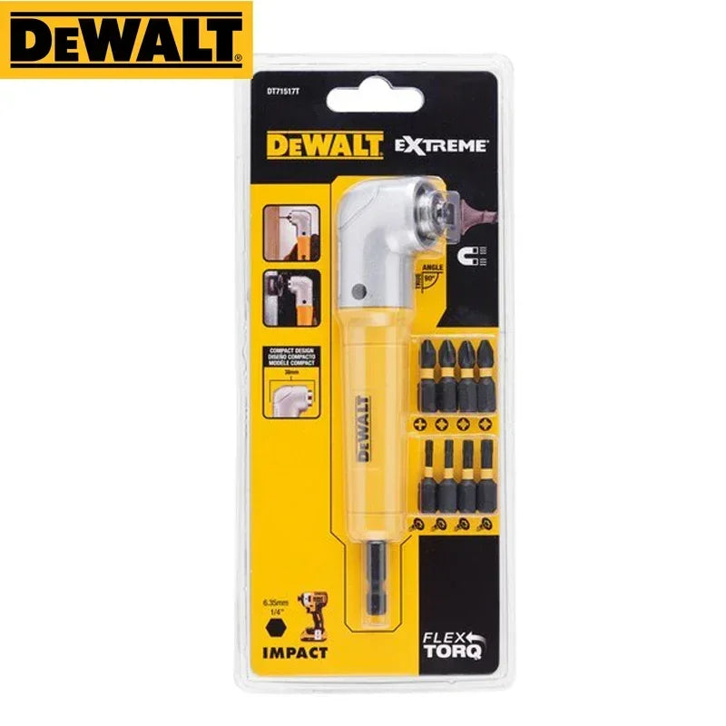 DEWALT DWARA120 DT71517T Right Angle Drill Attachment 10 Piece Set With 9x25MM Screwdriver Bits Torsion Power Tool Fitting