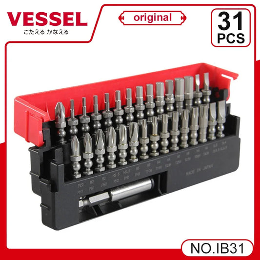 VESSEL Franchise Screwdriver Series NO.IB31， Impact Ball Torsion Bit with Magnetic Extension Bit in Slide Case Hand Tools screw