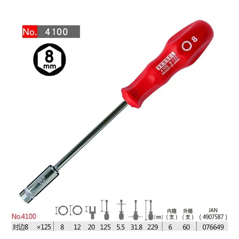 VESSEL Franchise Screwdriver Series NO.4100, reinforced socket screwdriver, dedicated to fastening hexagonal bolts and nuts