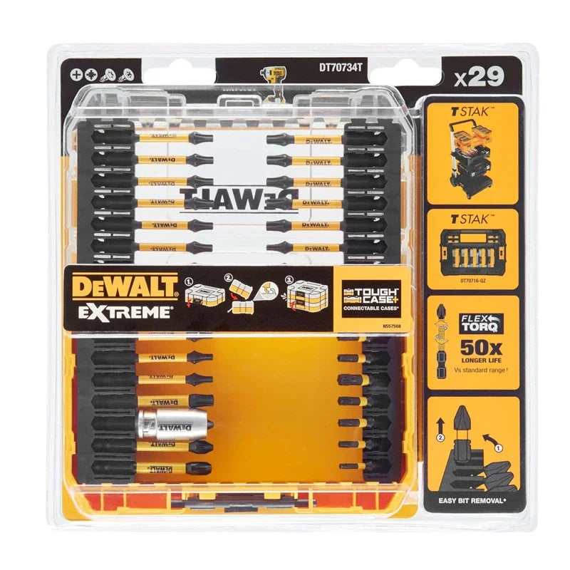 DEWALT FLEXTORQ Screwdriver Cordless Drill Bit Electric Tool Accessories Multifunctional Screw Driving Set 29-Piece DT70734T-QZ