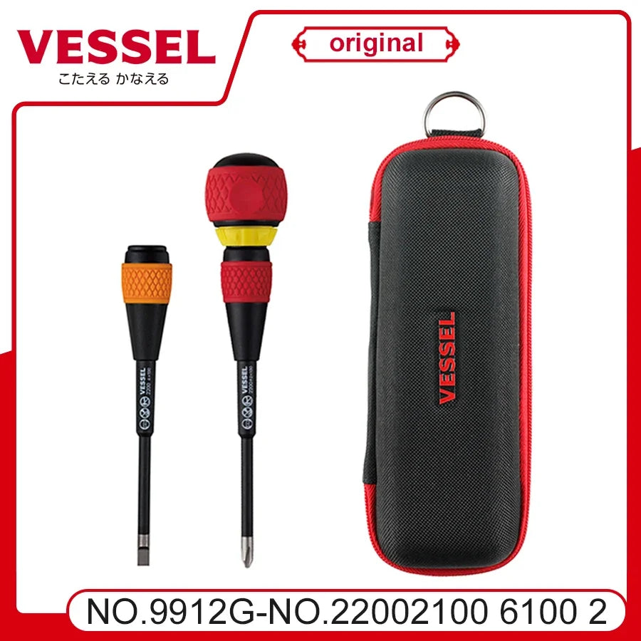 VESSEL Franchise Screwdriver Series NO. 220，Ball Grip +2x150 (Jis) 150mm Long +2 Screwdriver Come with a tool organizer