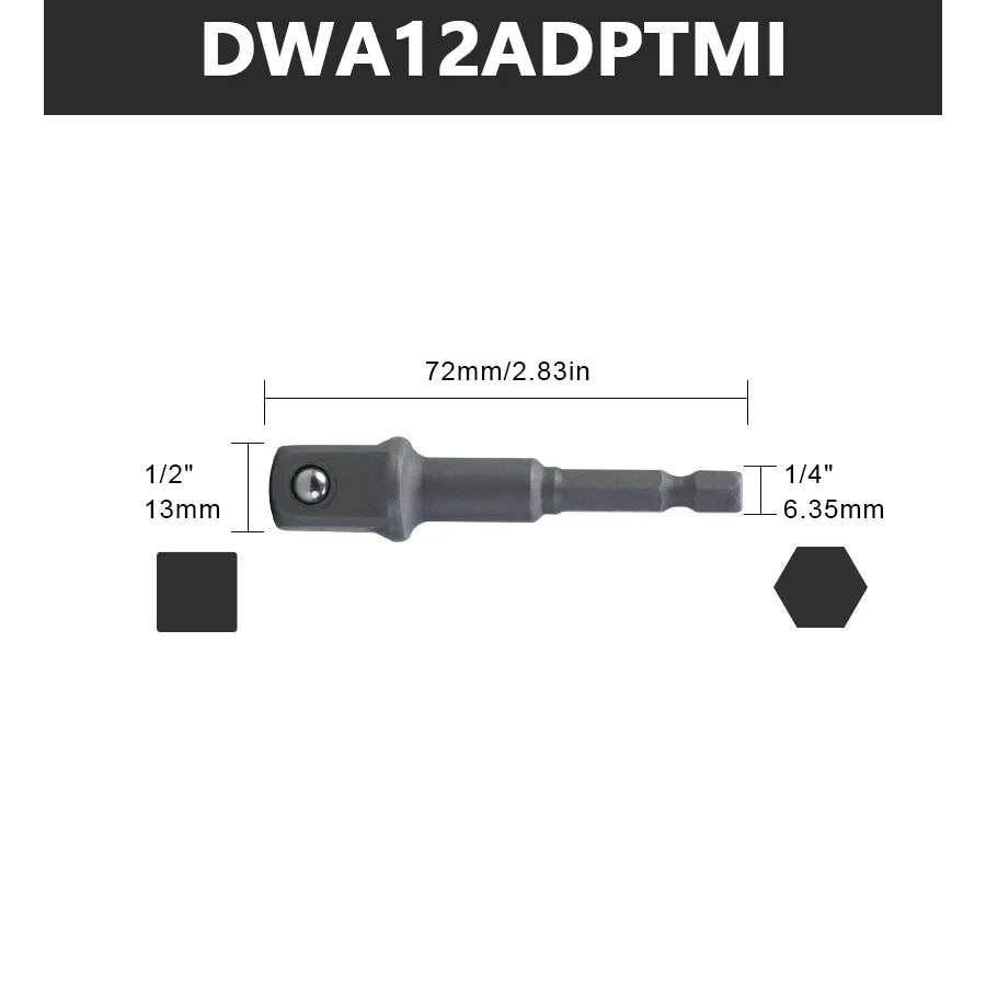 DEWALT DWA12ADPTMI DWA38ADPTMI MAX IMPACT™ 1/4" TO SQUARE 1/2" or 3/8" ADAPTOR Driver Power Tool Accessories