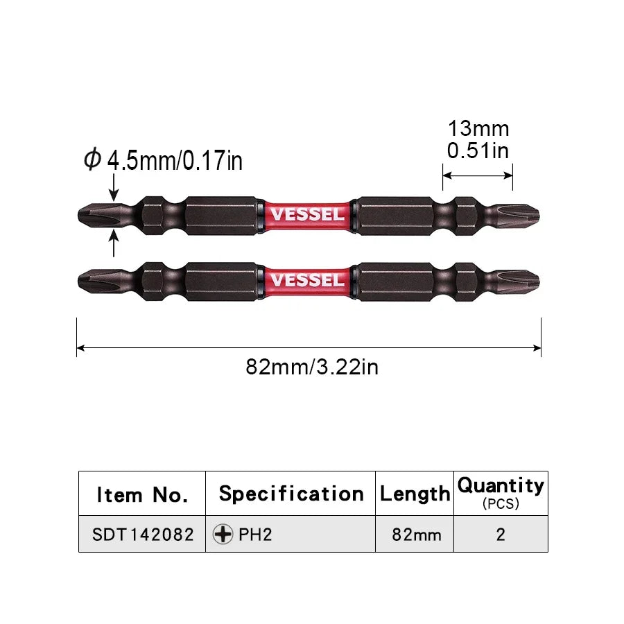 VESSEL Franchise batch head series NO.SDT.Series Magnetic Cross Bit Set 65-150mm Length Slender TorsionScrewdriver Bit HandTools