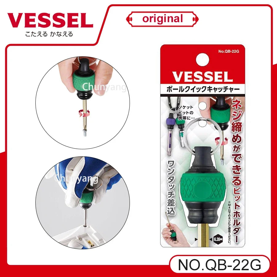 VESSEL Franchise batch head series NO.QB-22, Quick batch bit holder, Quick Catcher Screwdriver Bit Holder as Stubby Driver