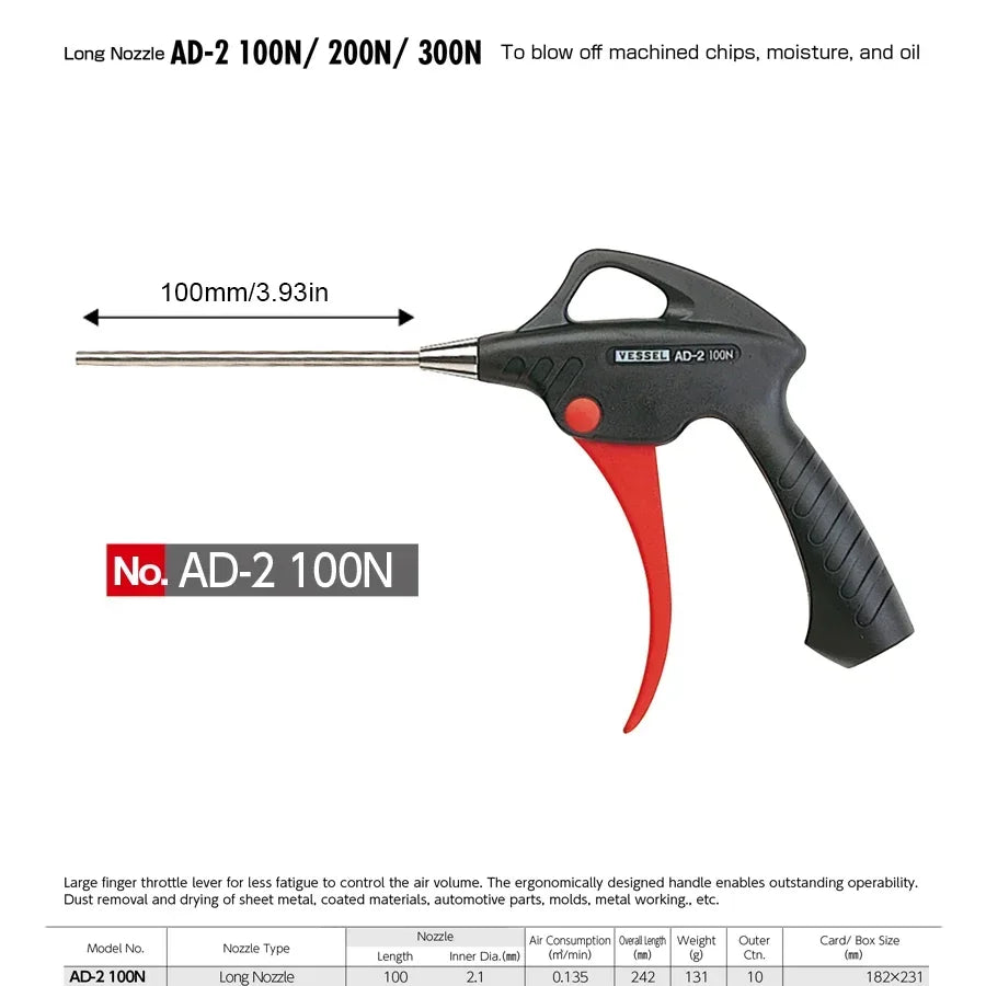 VESSEL Franchise special tool NO.AD-2 ON ， Air Blow Gun Air for Dust Cleaning Car Detailing Compressor Accessories Dust Removal