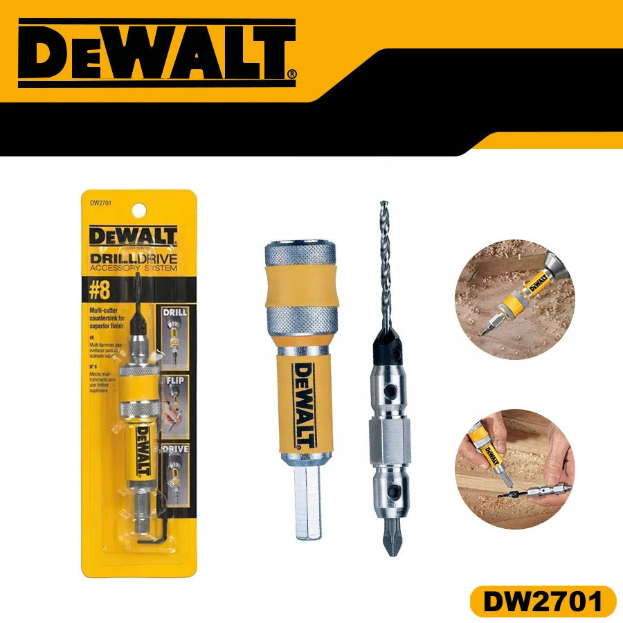 DEWALT DrillDrive Accessory System DW2700 DW2701 DW2702 #6 #8 #10 Drill Flip Drive Complete Unit  2 in 1 Countersink Wood Drill