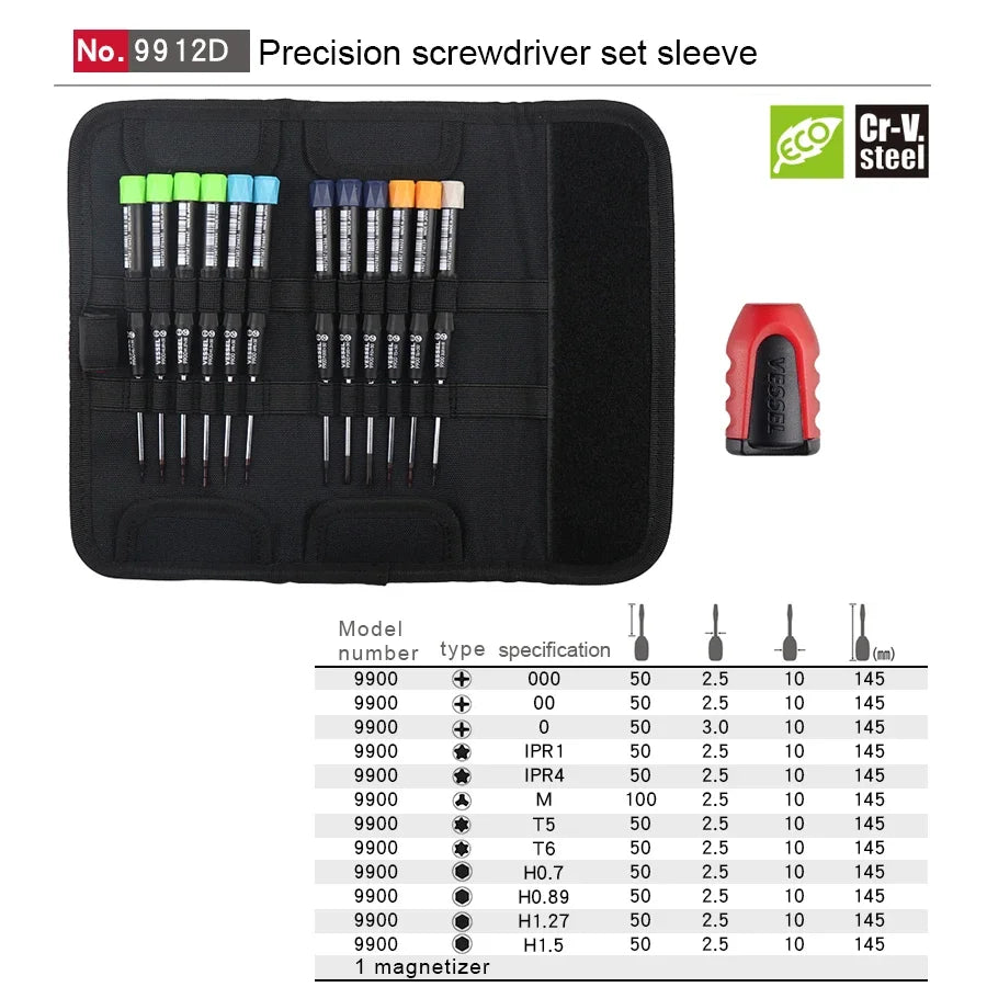 VESSEL Franchise Screwdriver Series NO. 9912D，13 in 1 Precision Screwdriver  Screws with Tool Pouch and Magnetic Screw Holder