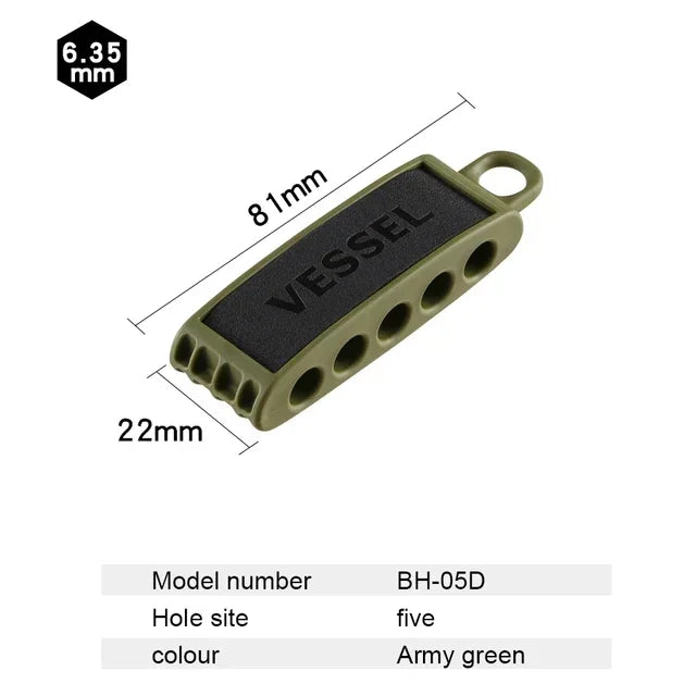 VESSEL 1/4" Driver Bit Holder For 5 Bits /10 Bits, Screwdrivers Bits Holder Available in Many Colors BH-05R/ BH-10R/ BH-05D Elec