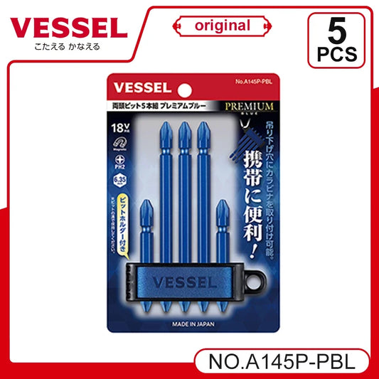 VESSEL Franchise bit series NO.A 145 P ，5-Piece Magnetic Double Head  Bit Set for Phillips Screws 1/4 Hex Shank limited Edition