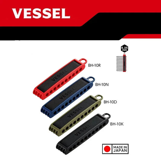 VESSEL 1/4" Driver Bit Holder For 5 Bits /10 Bits, Screwdrivers Bits Holder Available in Many Colors BH-05R/ BH-10R/ BH-05D Elec