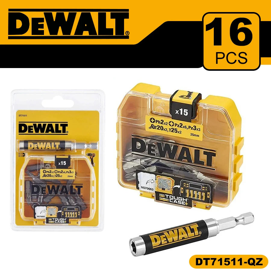 DEWALT Screwdriver Bit Set 16 Pieces Telescopic Magnet Holder Inserts Storage Electric Drill Bits Power Tool Accessories DT71511