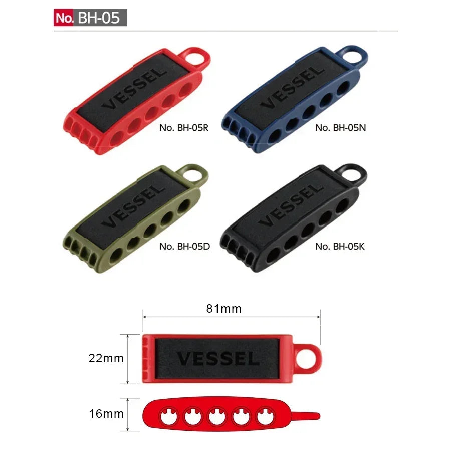 VESSEL 1/4" Driver Bit Holder For 5 Bits /10 Bits, Screwdrivers Bits Holder Available in Many Colors BH-05R/ BH-10R/ BH-05D Elec