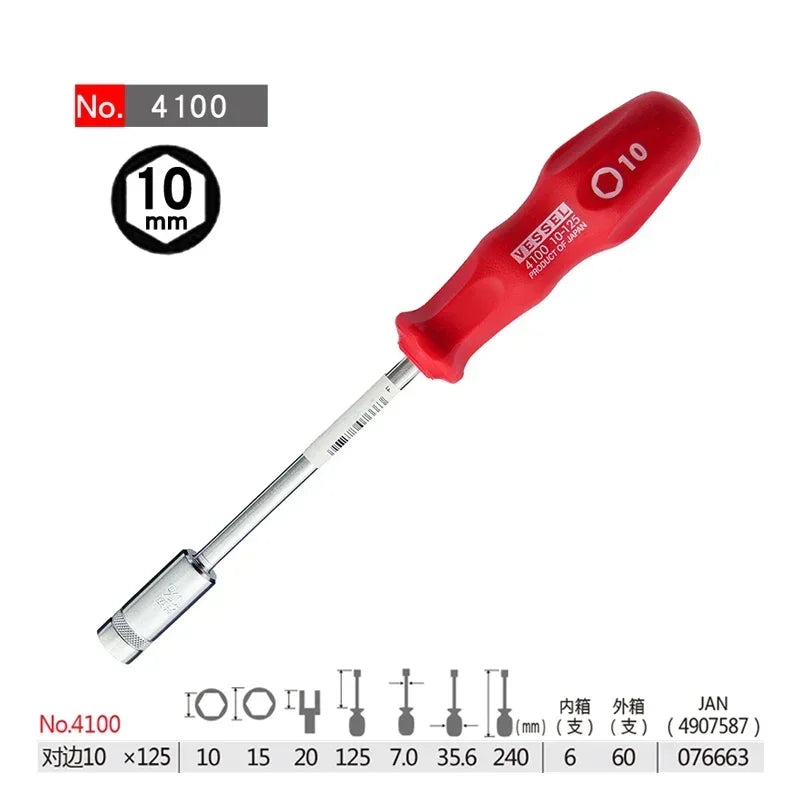 VESSEL Franchise Screwdriver Series NO.4100, reinforced socket screwdriver, dedicated to fastening hexagonal bolts and nuts