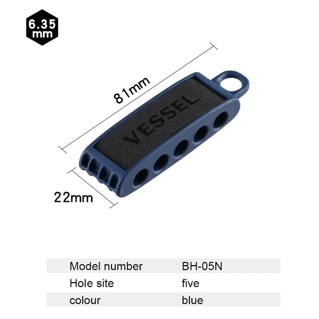 VESSEL 1/4" Driver Bit Holder For 5 Bits /10 Bits, Screwdrivers Bits Holder Available in Many Colors BH-05R/ BH-10R/ BH-05D Elec