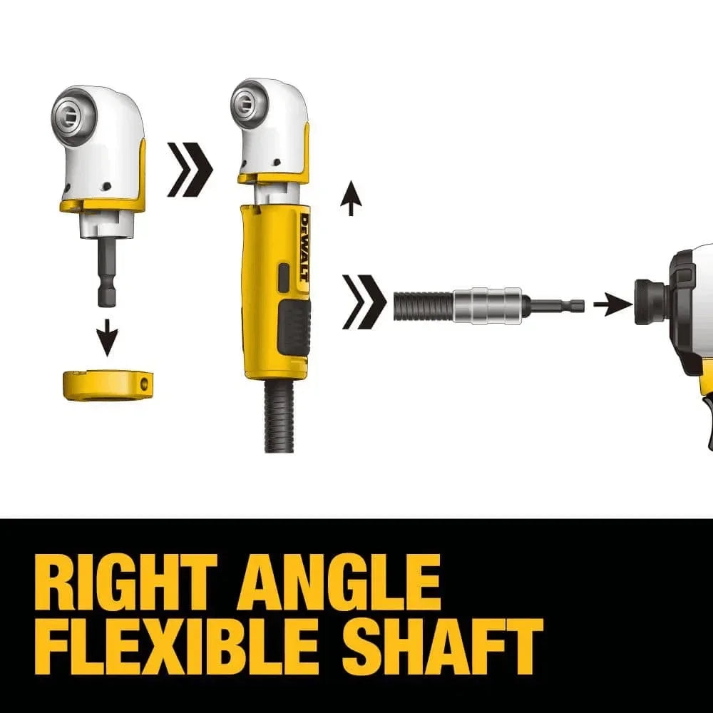 DEWALT 4-in-1 Right Angle Drill Adaptor Compact, Straight Flexible Power Tool Accessories (DWAMRASET)